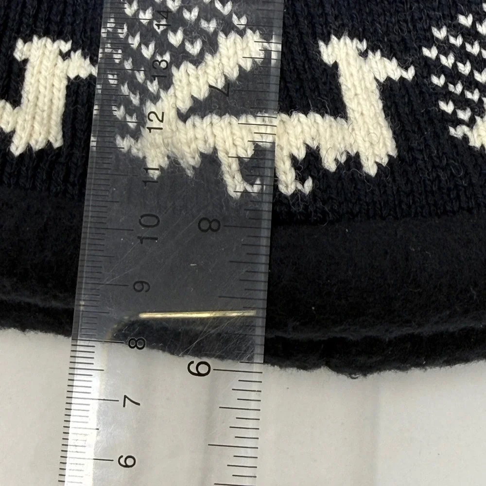 Turtle Fur Vintage Knit Beanie Llama Pattern‎ Fleece Lined Wool Blend Hat USA